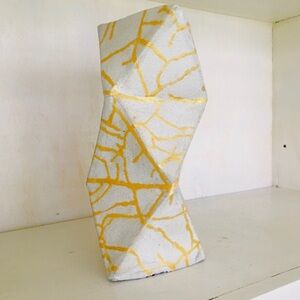 Handmade Fired Clay Pottery Geometric Decorative Planter Vase 9”H | OOAK